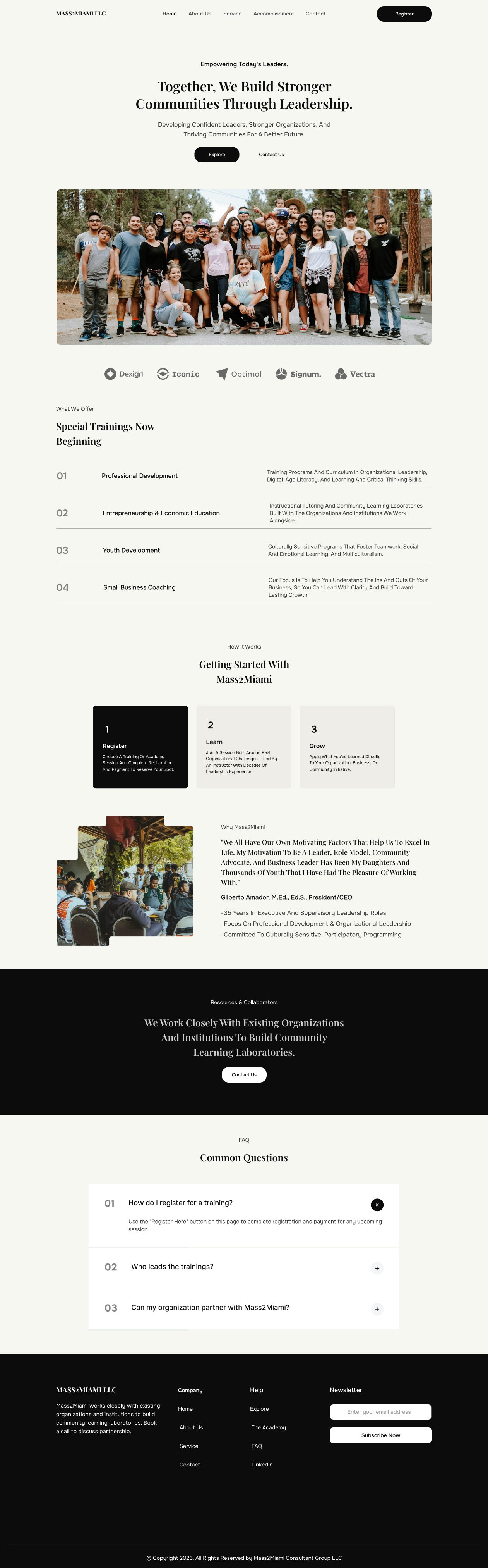 Final Mass2Miami homepage design