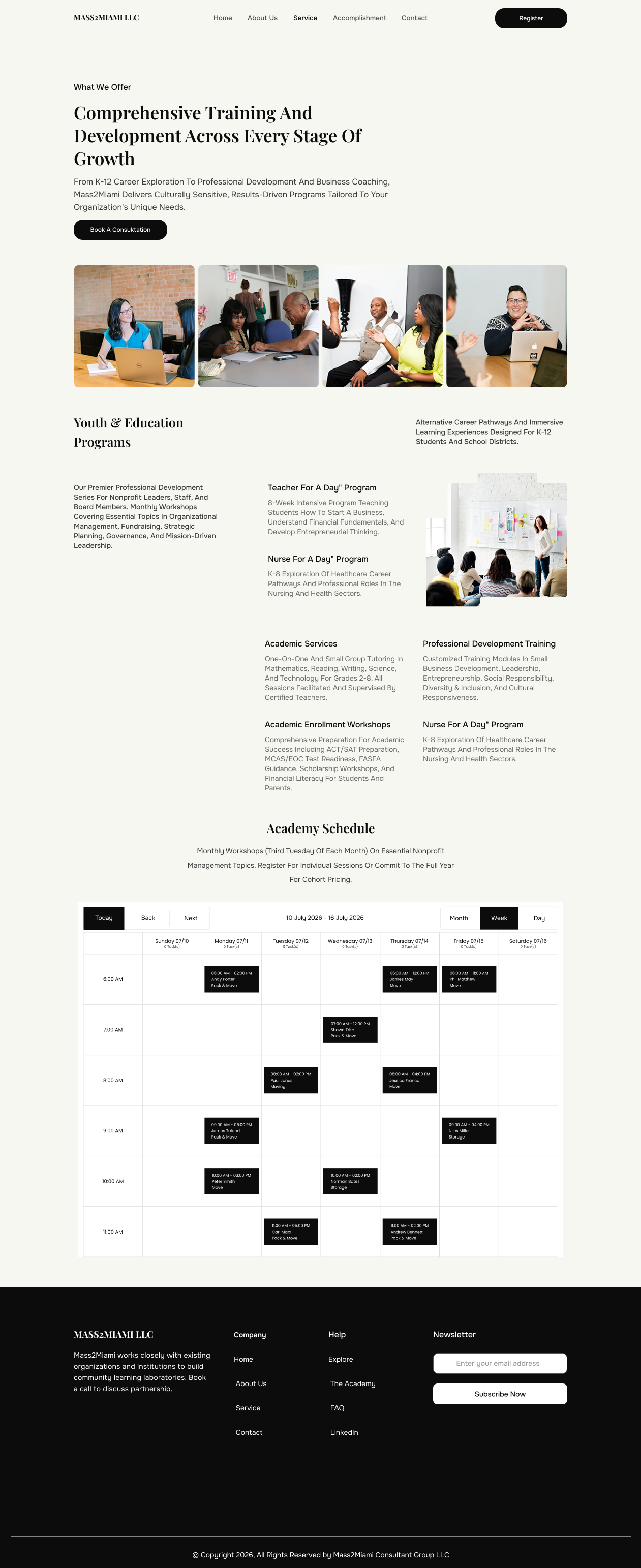 Full Mass2Miami Service page design